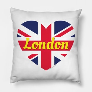 London England UK British Flag Heart Pillow