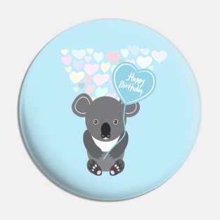 Happy Birthday Card Cute Gray Koala Pin