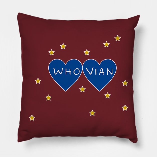 Whovian Hearts Pillow by ATBPublishing