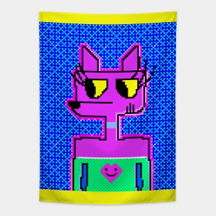 Pixel Pink Dog Tapestry