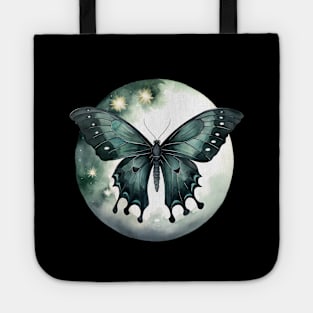 Mystic moth, Dark butterfly in front of the moon Tote