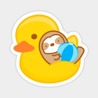 Cute Yellow Rubber Duckie Float Sloth Magnet