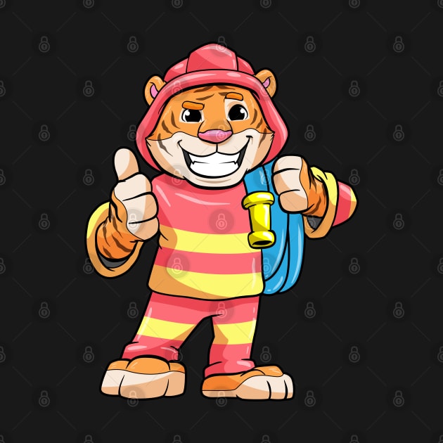 Tiger as Firefighter with Hose by Markus Schnabel