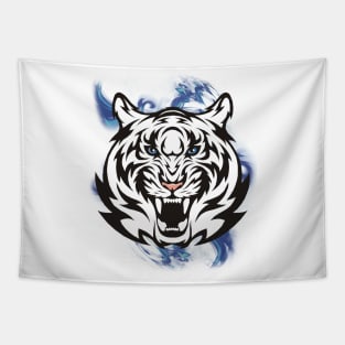 White Tiger with Blue Eyes Tapestry