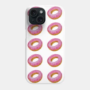 Watercolor donuts pattern - pink and white background Phone Case