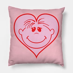 Smiley Heart Pink Pillow