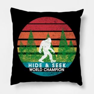 Vintage Retro Hide and Seek Champion Camping Bigfoot Tshirt Pillow