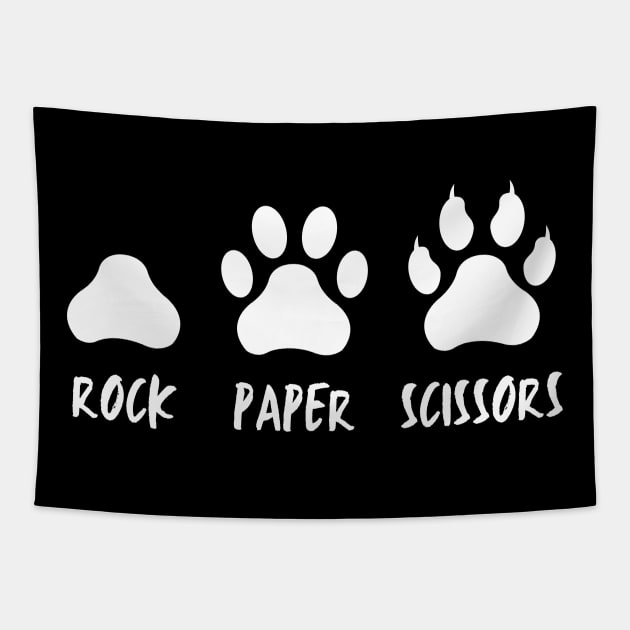 Rock Paper Scissors Cat Paw Print Tapestry by Caregiverology