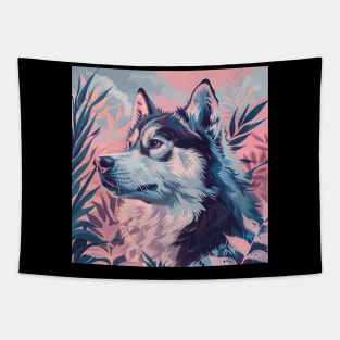 Retro Alaskan Malamute: Pastel Pup Revival Tapestry