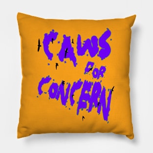Halloween Ravens Caws For Concern Fun Pun Purple Quote Pillow