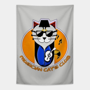 Cartoon style Musician Cat Club Tapestry