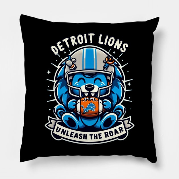 detroit lions Pillow by AOAOCreation