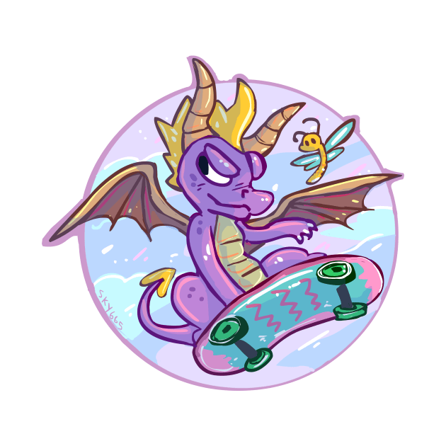 Skateboarding Spyro by sky665