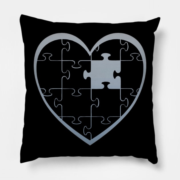 Missing Piece Puzzle Heart Pillow by Nuletto