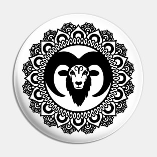 Aries Ram Zodiac Mandala Pin