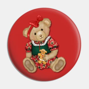 Teddy Bear Girl Beary Merry Christmas Pin