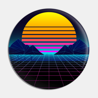 Futuristic Neon Sunset Retrowave Pin