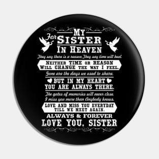 In Loving Memory of Sister, Sister in Heaven Pin