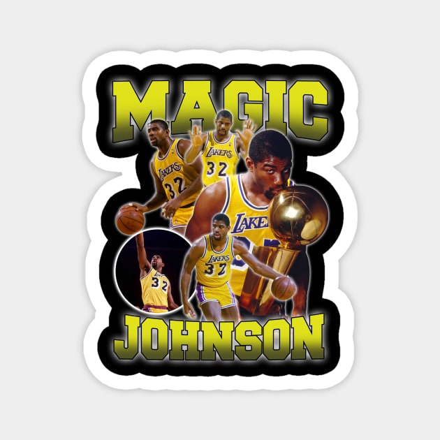 VINTAGE BOOTLEG MAGIC JOHNSON 90S Magnet by Archer Expressionism Style