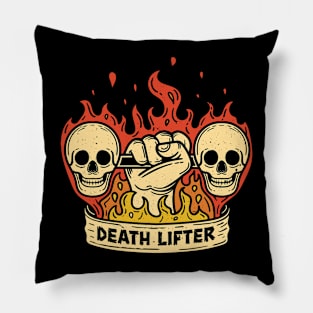 Skull Barbell Flaming Description Pillow