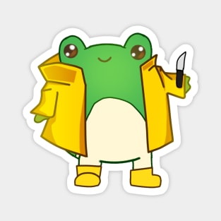 Kawaii Fog holding a Knife, Funny Frog Lover Magnet
