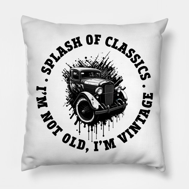 1920s Ford Vintage B&W design. I'm not old, I'm vintage Pillow by Decoches