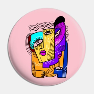 Abstract Face Portrait Art Design Pin