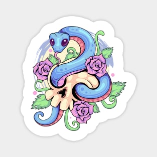 Kawaii Pastel Goth Snake Skull Magnet