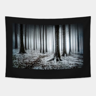 Abstract Forest in Mist and Snow Tapestry