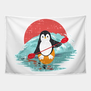 Penguin Surfing Cute Tapestry