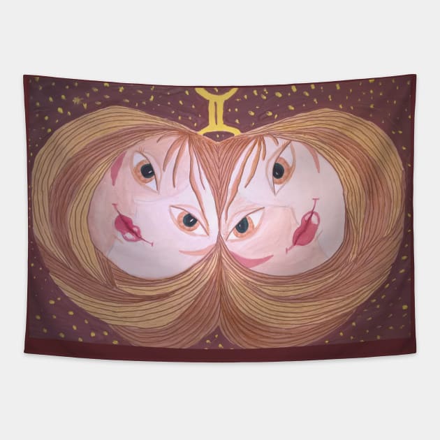 Gemini Zodiac Sign Tapestry by Maltez