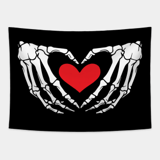 Halloween skeleton hand heart Tapestry