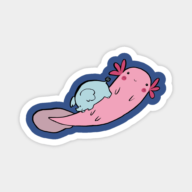 Little Elephant Big Axolotl Magnet by saradaboru