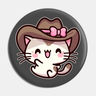 Country Kitten Laughing So Hard Cute Kawaii Cowgirl Pin