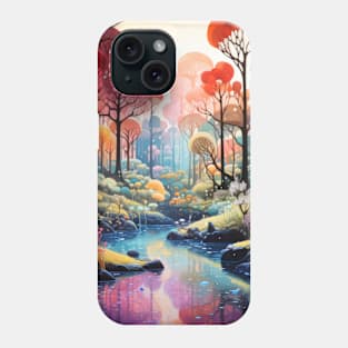 Forest Trees Concept Abstract Colorful Scenery Painting Phone Case