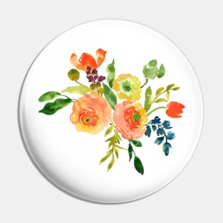 Floral Watercolor, Orange / Peach Renunculus Pin