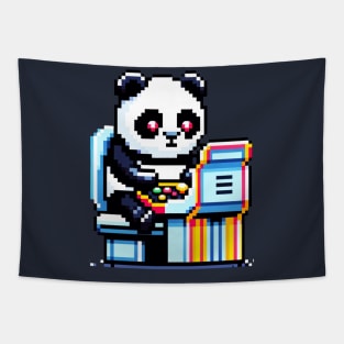 Retro Pixel Panda - Classic Arcade Gaming Design Tapestry