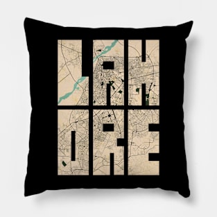 Lahore, Pakistan City Map Typography - Vintage Pillow