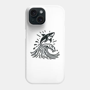 Stick Figure of a Shark in Black Ink Phone Case