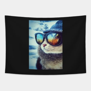 Kool Kat - Hipster Kitten with Sunglasses Tapestry