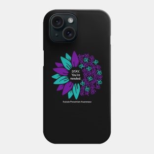 Suicide prevention Stay flower, white type Phone Case