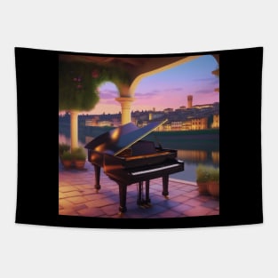 A Grand Piano In A Picturesque Scene in Florence Italy At Dusk Tapestry