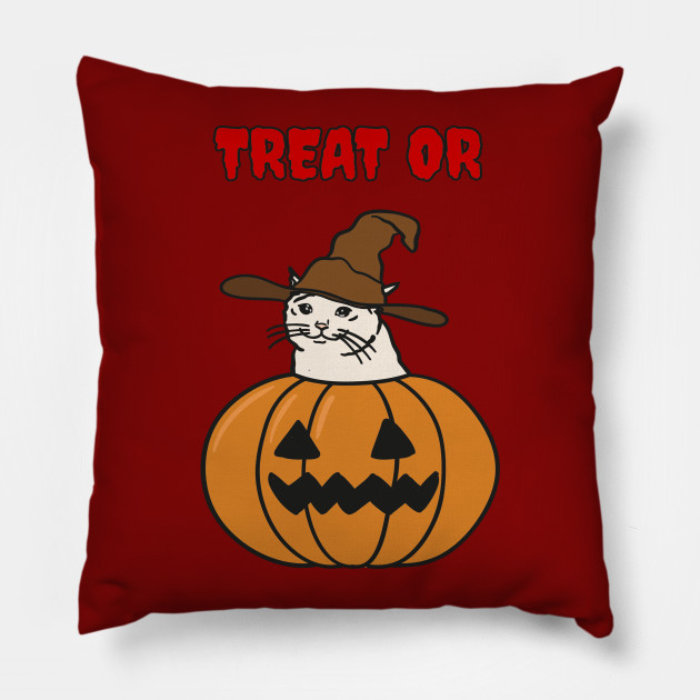 Halloween Crying Cat In A Wizard Hat Trick Or Treat Pillow Teepublic