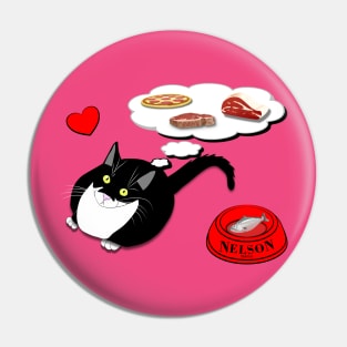 Hungry cat Feed Me Cute Tuxedo Fatty Copyright TeAnne Pin