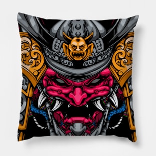 mecha samurai skull Pillow