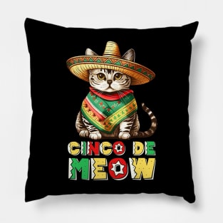 Fiesta Squad Funny Mexican Cat Fiesta Party Cinco De Meow Pillow