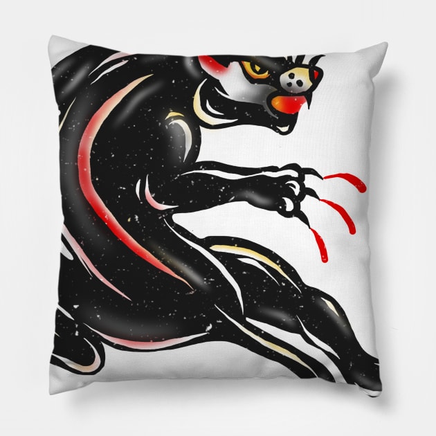 OLD SCHOOL BALCK PANTER TATTOO STYLE Pillow by TENSTUDIOART