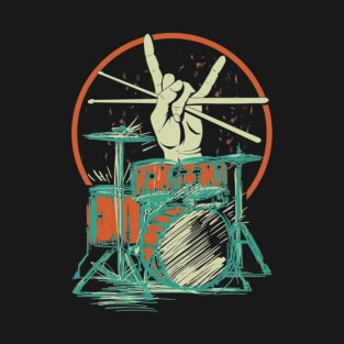 Retro Drum Set Music Drummer Drumsticks T-Shirt