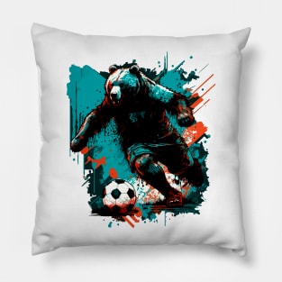 Grizzly Bear Sports Player Soccer Futball Football - Graphiti Art Graphic Trendy Holiday Gift Pillow