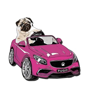 Pug Racer - Pug Driving Car T-Shirt